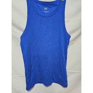 GAP High Neck Ribbed Tank Top‎ Womens Sleeveless Blue Casual Basic